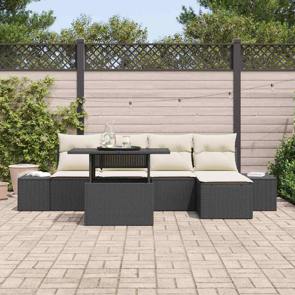 Havesofa Sæt Med Opbevaring 6 Dele Poly Rattan - Billede 3
