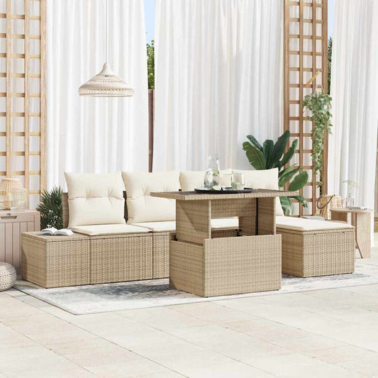 Havesofa Sæt 6 Stk. Polyrattan - Hovedbillede