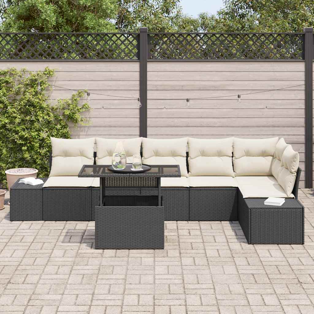 Havesofa Sæt Med Pude Med Opbevaring 7 Dele Polyrattan - Billede 3