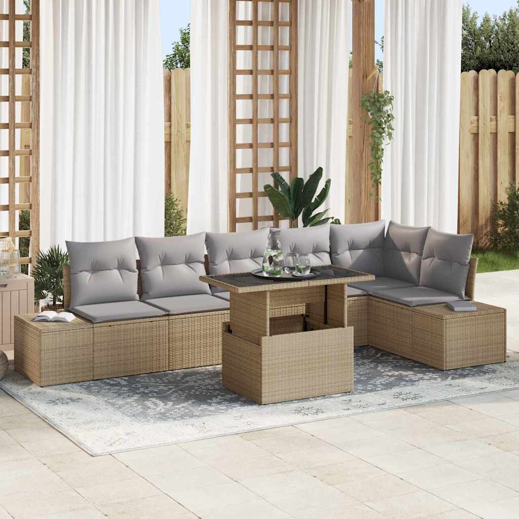 Havesofa Sæt 7 Stk. Polyrattan - Variant 3357933
