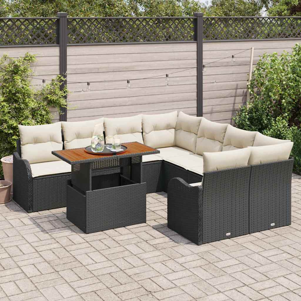 Havesofa Sæt Med Opbevaring 9 Dele Poly Rattan - Billede 3