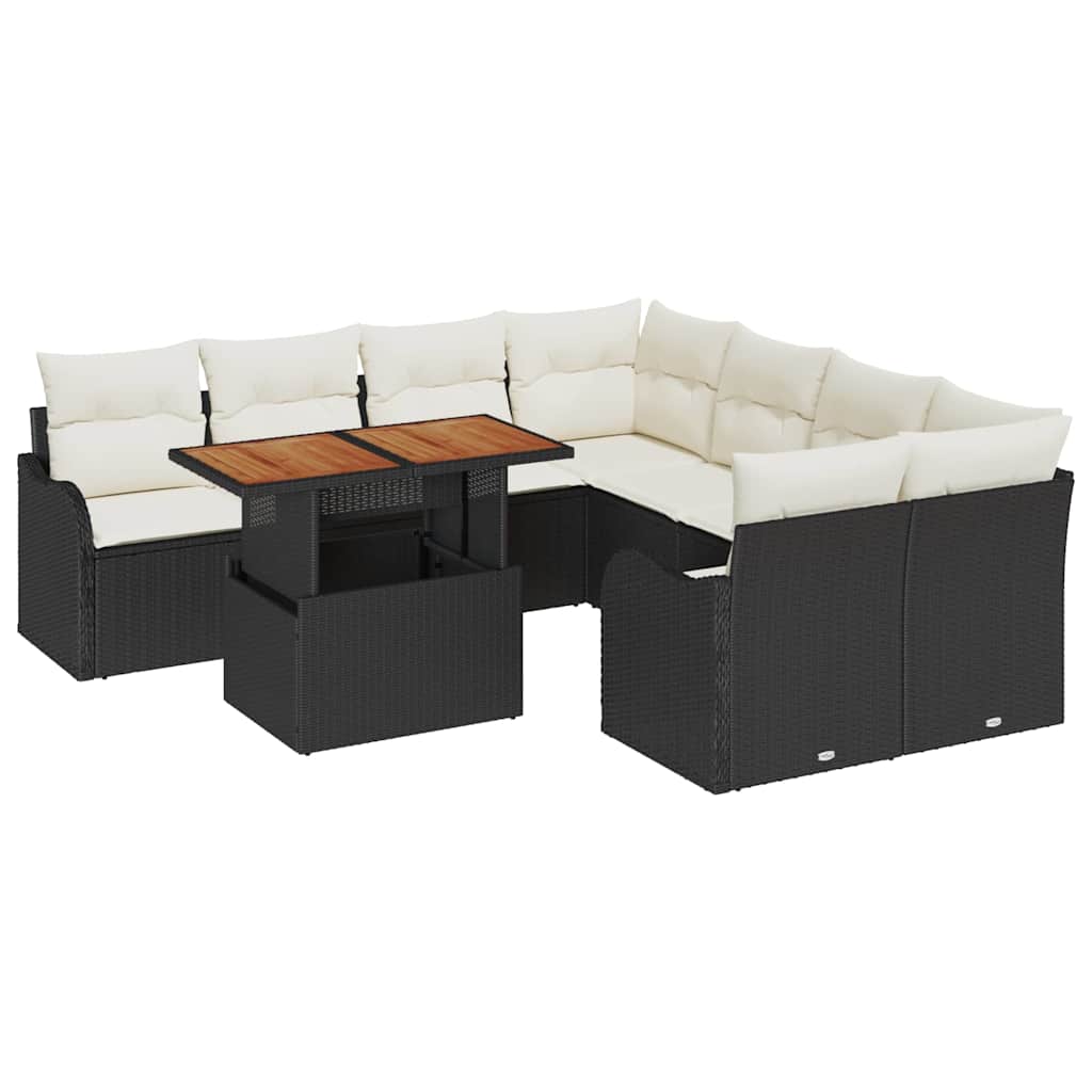Havesofa Sæt Med Opbevaring 9 Dele Poly Rattan - Billede 2
