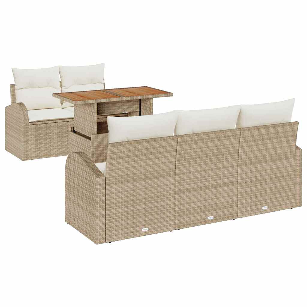 Havesofa Sæt 6 Stk. Poly Rattan - Billede 2