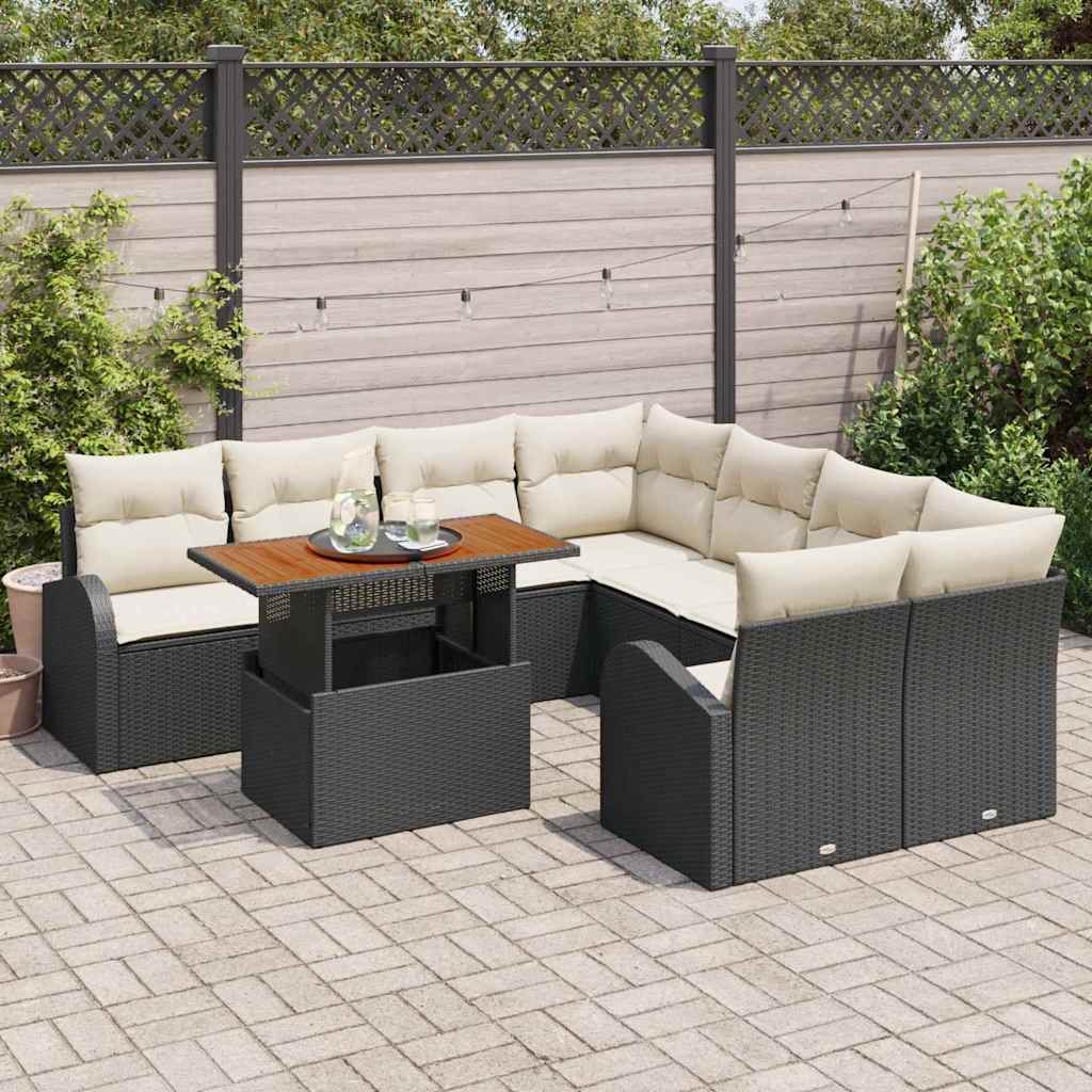 Havesofa Sæt Med Opbevaring 9 Dele Poly Rattan - Billede 3
