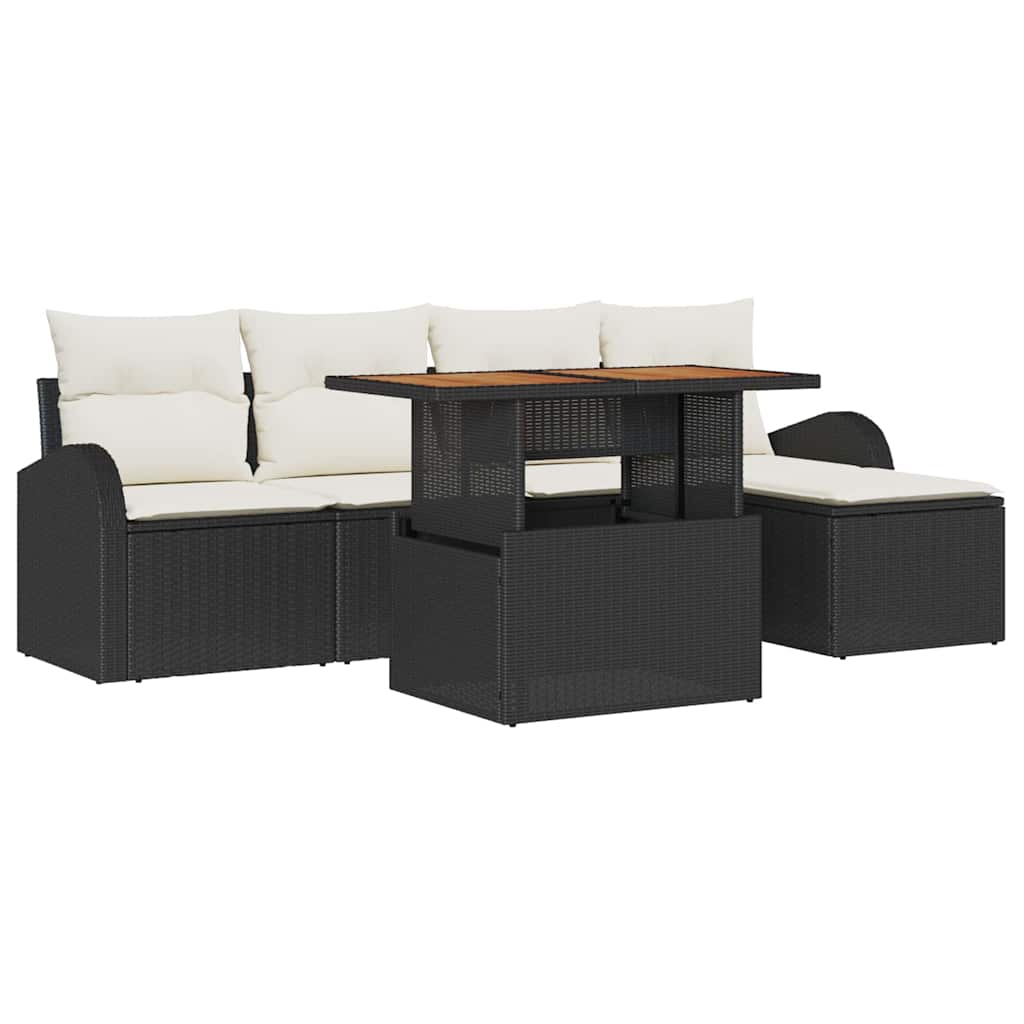 Havesofa Sæt Med Opbevaring 6 Dele Poly Rattan - Billede 2