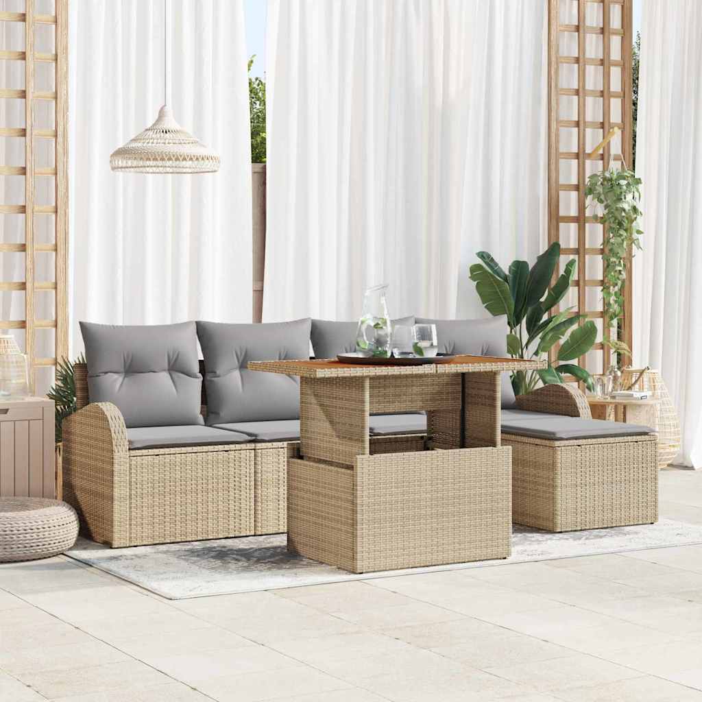 Havesofa Sæt 6 Stk. Poly Rattan - Variant 3358310