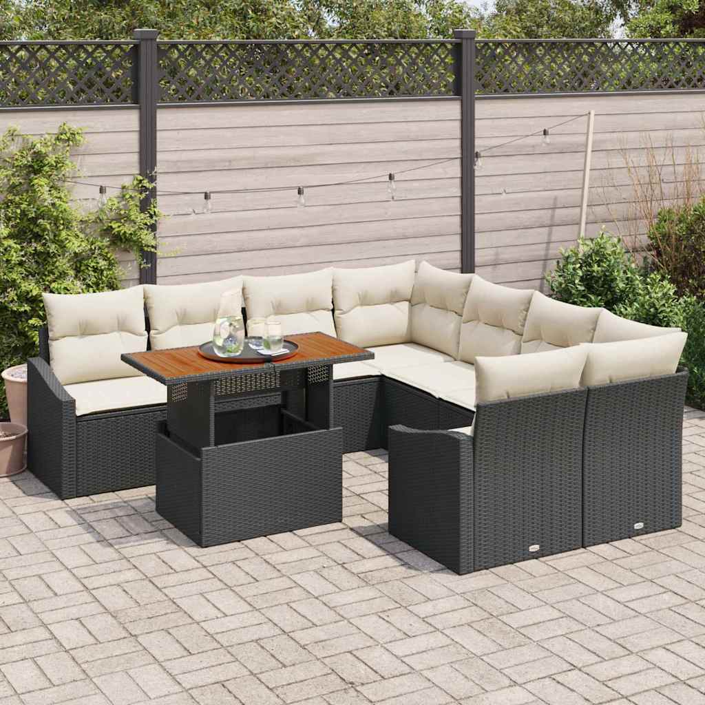 Havesofa Sæt Med Opbevaring 9 Dele Poly Rattan - Billede 3