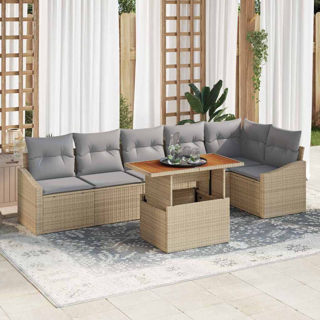 Havesofa Sæt Med Opbevaring 7 Dele Poly Rattan