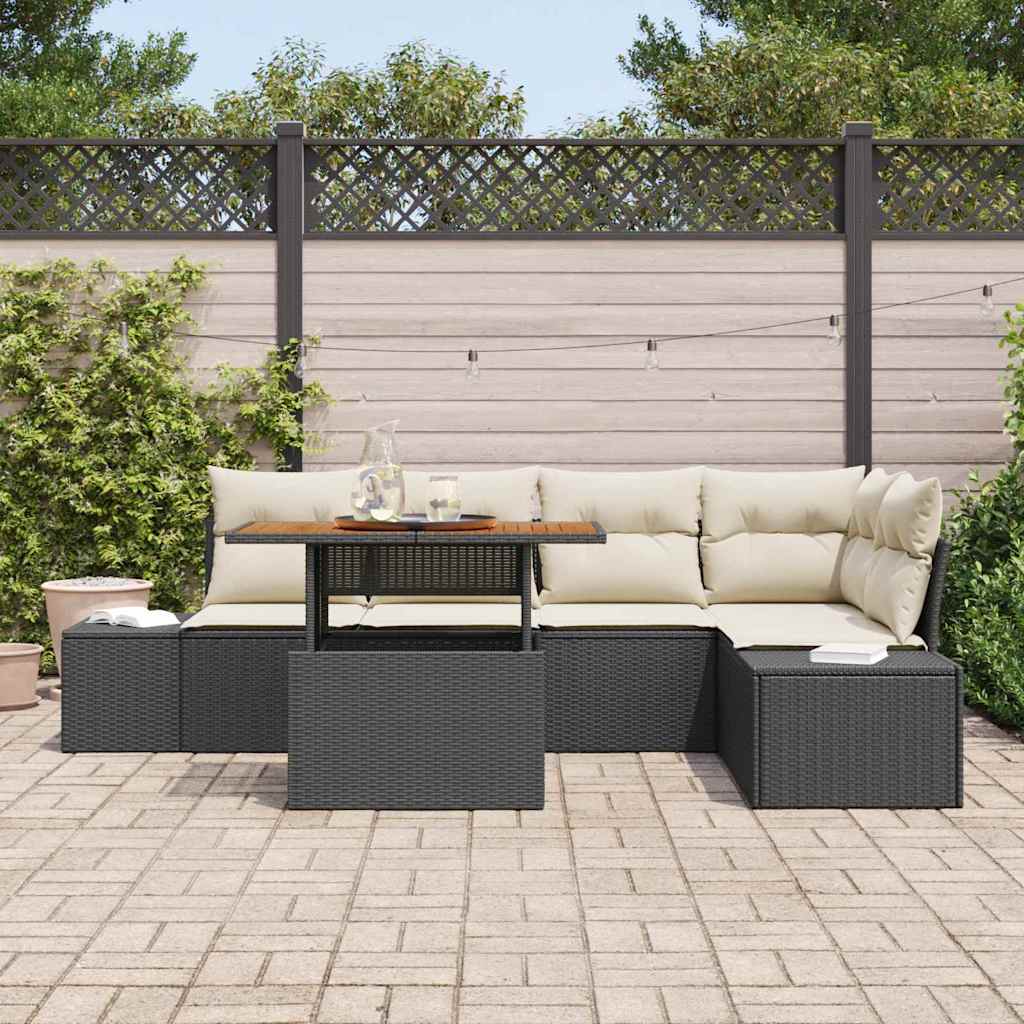 Havesofa Sæt Med Opbevaring 6 Dele Poly Rattan - Billede 3