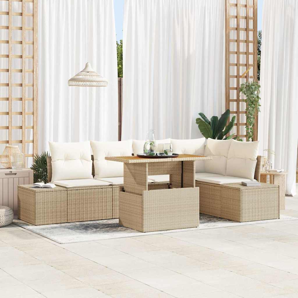 Havesofa Sæt Med Opbevaring 6 Dele Poly Rattan