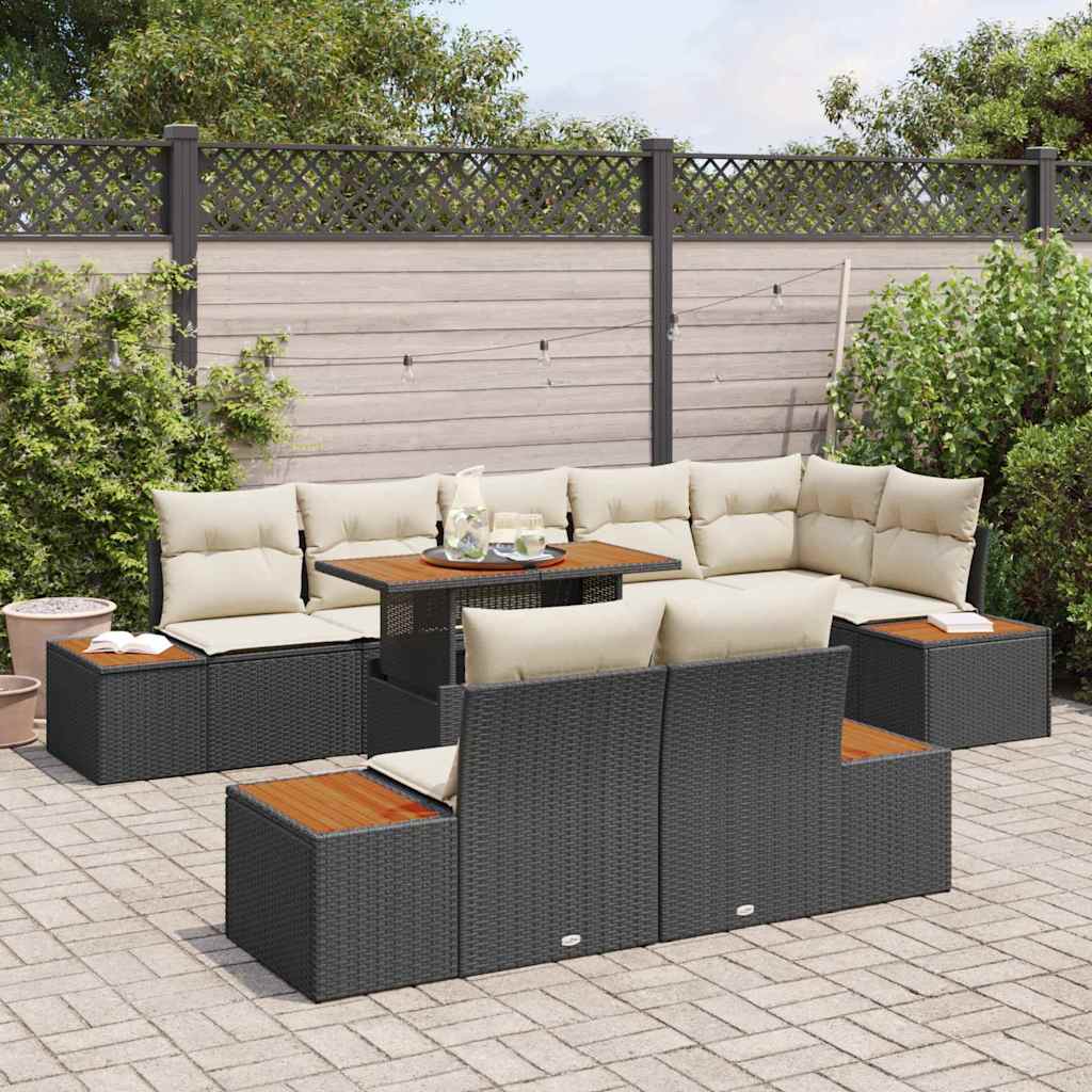 Havesofa Sæt Med Opbevaring 9 Dele Poly Rattan - Billede 3