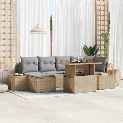 Havesofa Sæt Med Opbevaring 7 Dele Poly Rattan
