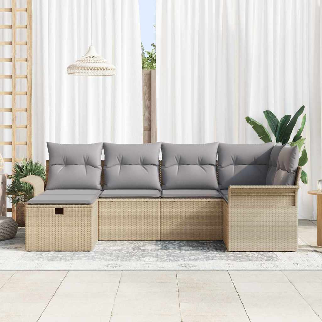 Havesofa Sæt 6 Stk. Polyrattan - Billede 3