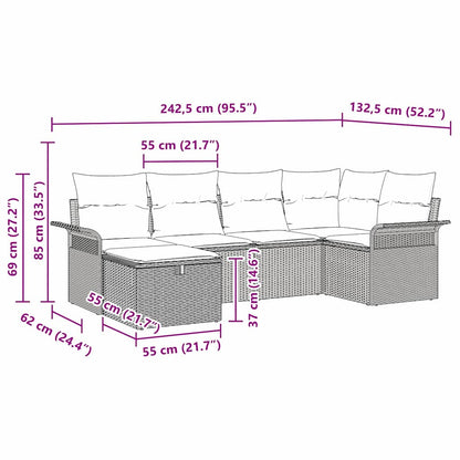 Havesofa Sæt 6 Stk. Polyrattan - Billede 12