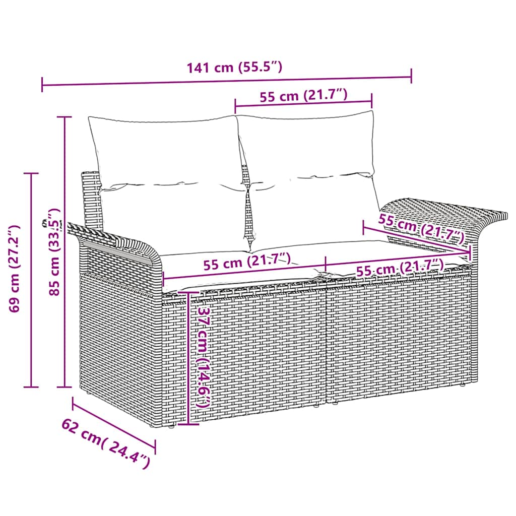 Havesofa Sæt 6 Stk. Polyrattan - Billede 14