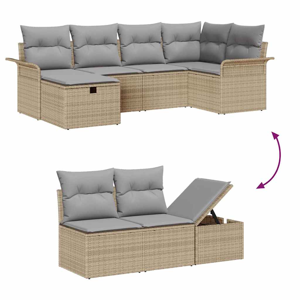 Havesofa Sæt 6 Stk. Polyrattan - Billede 8