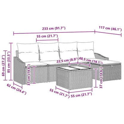 Sofa Sæt 6 Stk. Polyrattan - Billede 10