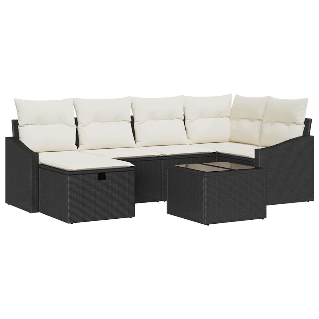 Sofa Sæt Med Pude Med Opbevaring Og Cream Polyrattan - Billede 2