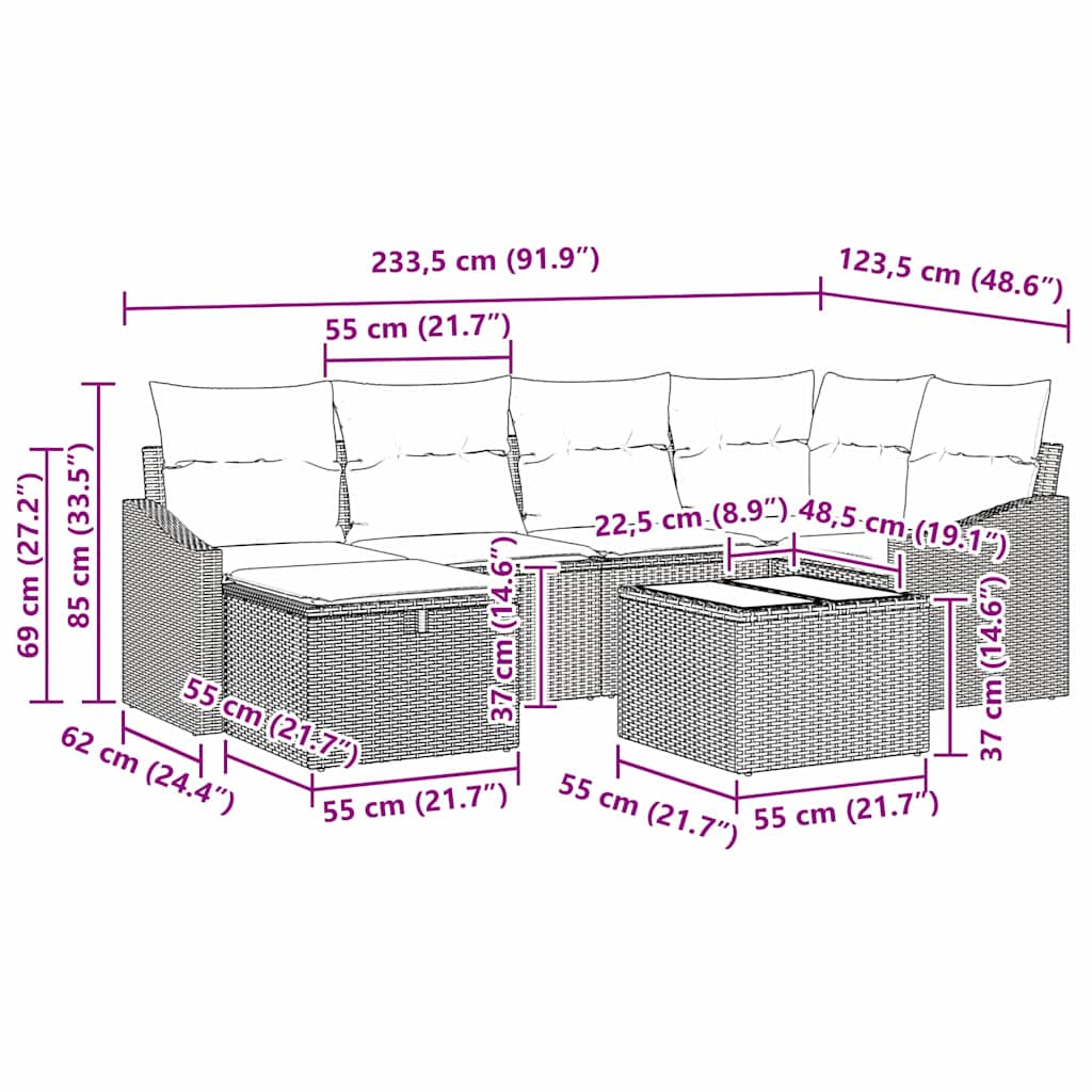 Sofa Sæt Med Pude Med Opbevaring Polyrattan - Billede 11