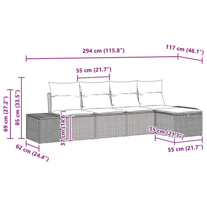 Havesofa Sæt 5 Stk. Polyrattan - Billede 9