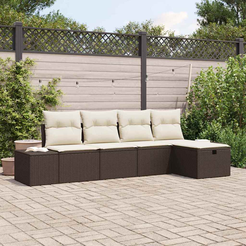 Havesofa Sæt Med Pude 5 Dele Polyrattan
