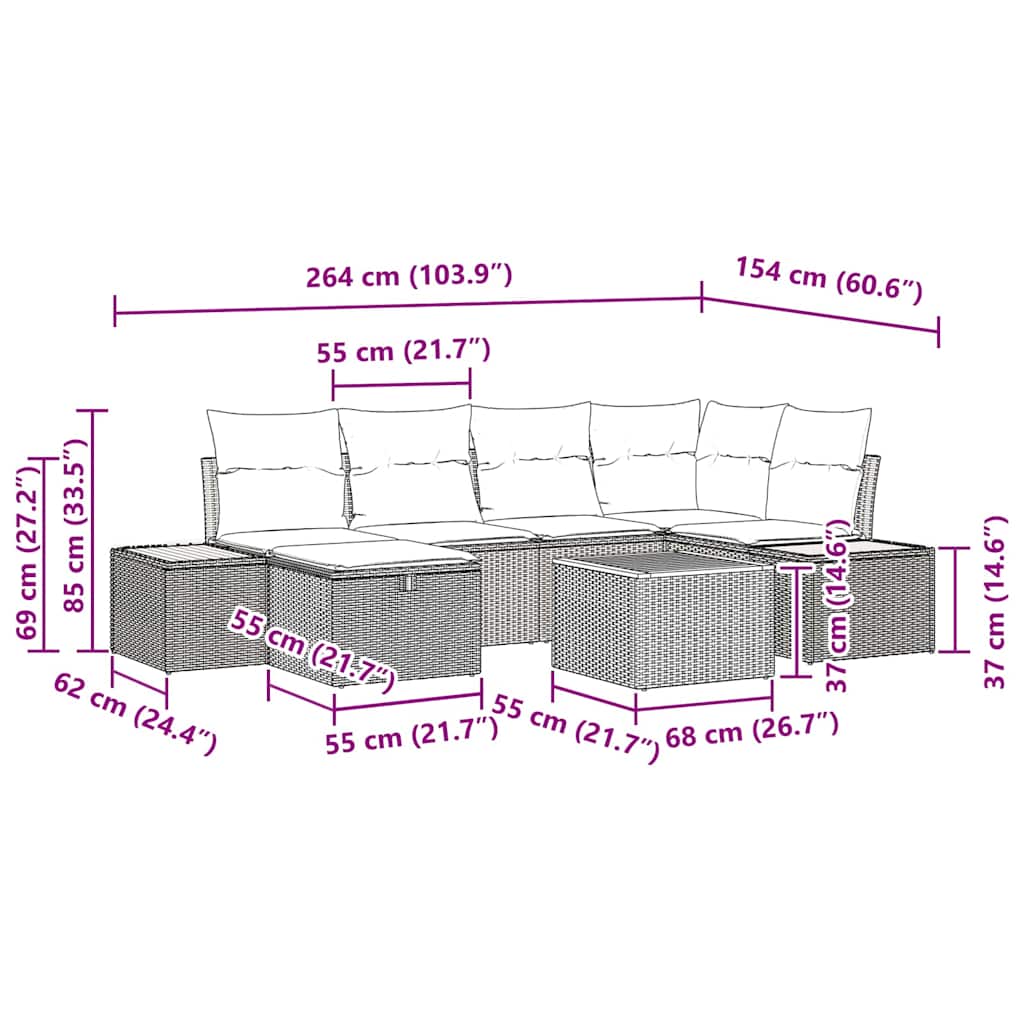 Havesofa Sæt 9 Stk. Polyrattan - Billede 11