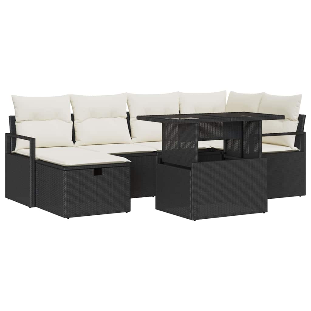 Havesofa Sæt Med Pude Med Opbevaring 7 Dele Poly Rattan - Billede 2