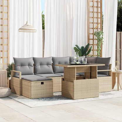 Havesofa Sæt Med Pude Med Opbevaring 7 Dele Poly Rattan