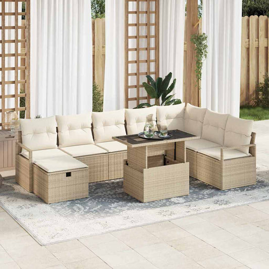 Havesofa Sæt 9 Stk. Polyrattan - Hovedbillede