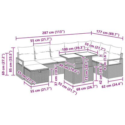 Havesofa Sæt 9 Stk. Polyrattan - Billede 13