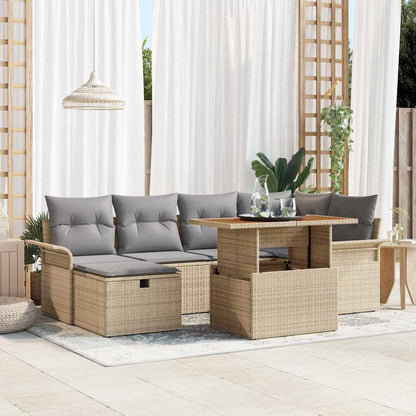 Havesofa Sæt Med Pude Med Opbevaring 7 Dele Polyrattan