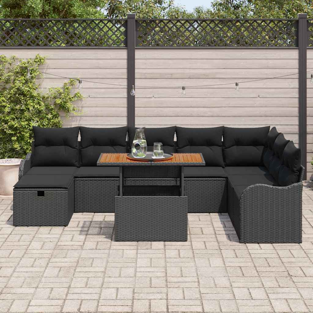 Havesofa Sæt Med Pude Med Opbevaring 9 Dele Polyrattan - Billede 3