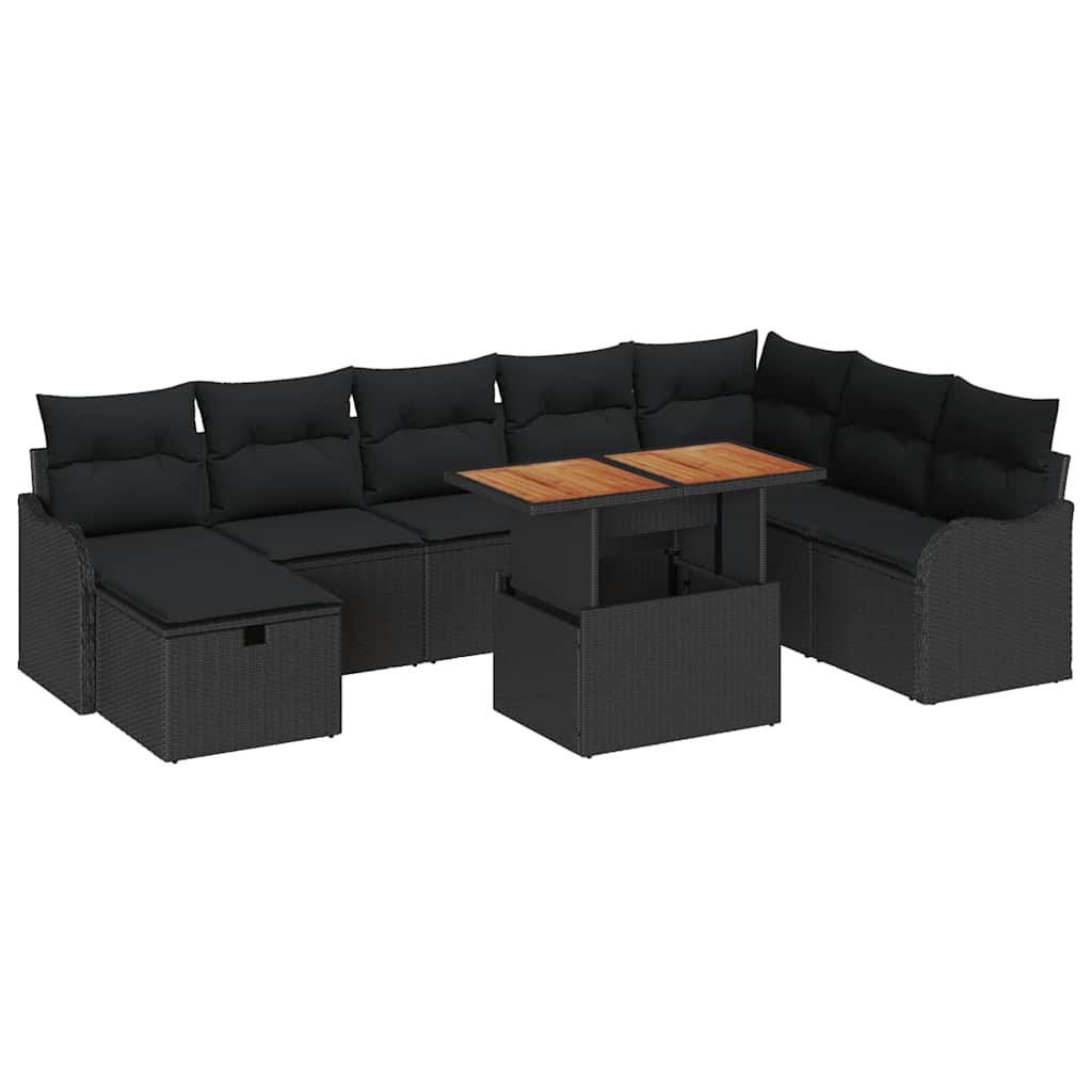Havesofa Sæt Med Pude Med Opbevaring 9 Dele Polyrattan - Billede 2