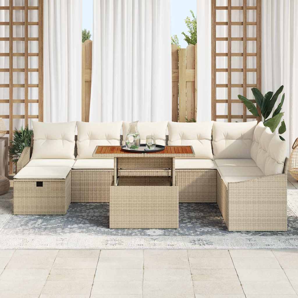 Havesofa Sæt 9 Stk. Polyrattan - Billede 3