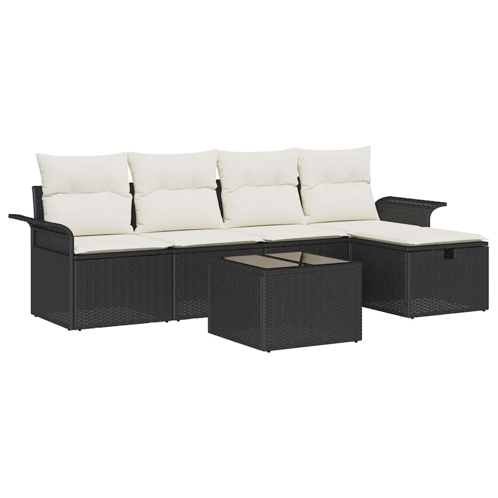 Havesofa Sæt Med Pude Med Opbevaring 6 Dele Poly Rattan - Billede 2