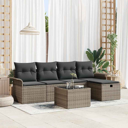 Havesofa Sæt Med Pude Med Opbevaring 6 Dele Poly Rattan