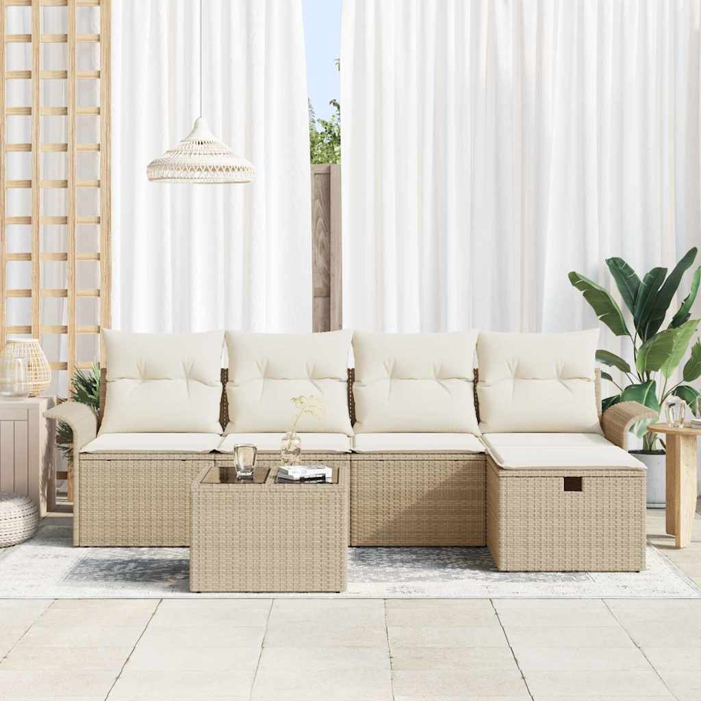 Havesofa Sæt 6 Stk. Poly Rattan - Billede 3