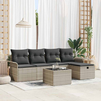 Havesofa Sæt Med Pude Med Opbevaring 6 Dele Poly Rattan
