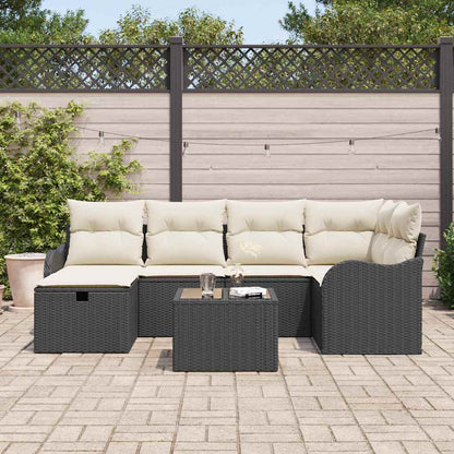 Havesofa Sæt Med Pude Med Opbevaring 7 Dele Poly Rattan - Billede 3