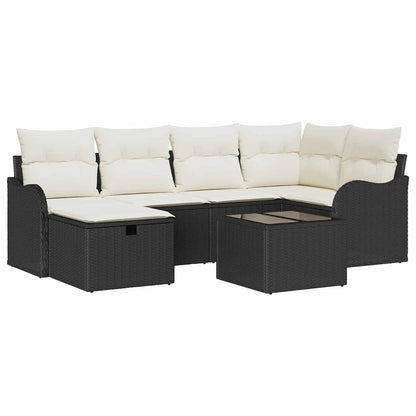 Havesofa Sæt Med Pude Med Opbevaring 7 Dele Poly Rattan - Billede 2
