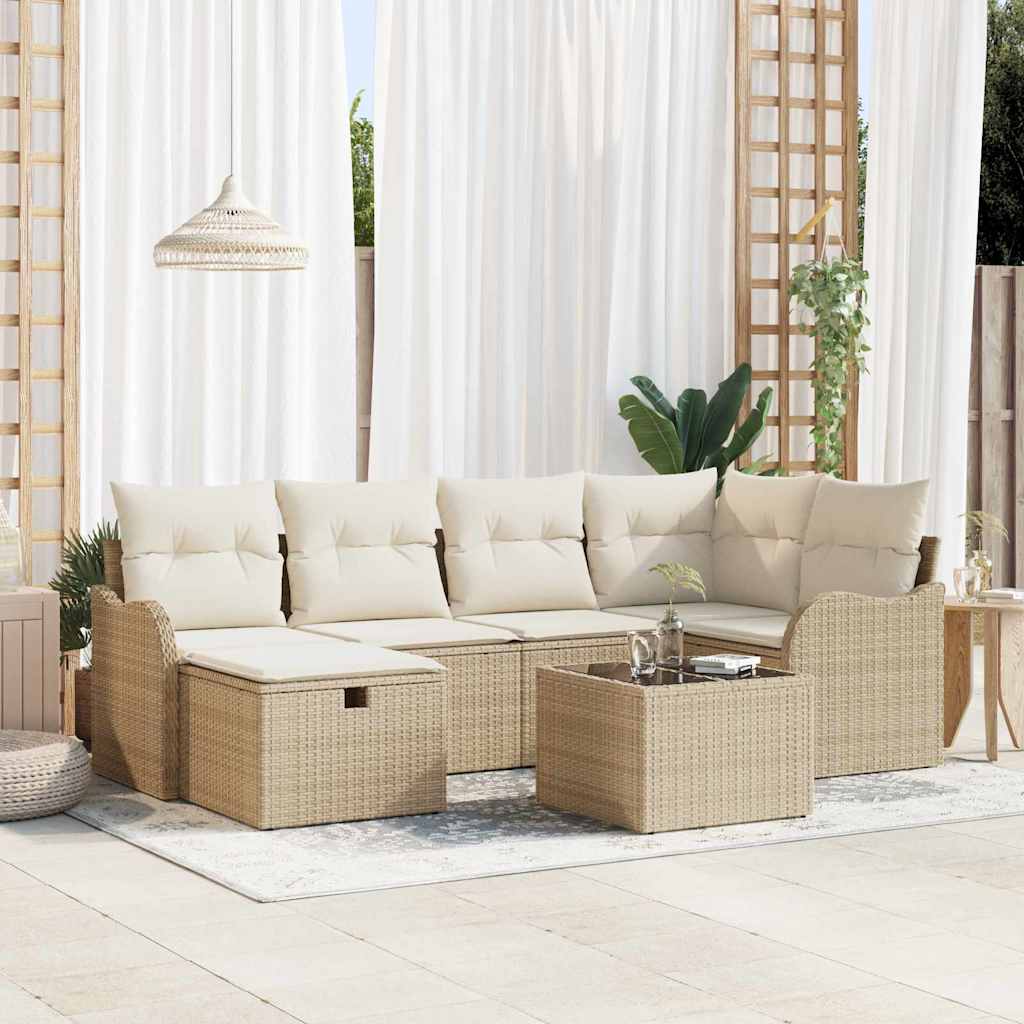 Havesofa Sæt Med Pude Med Opbevaring 7 Dele Poly Rattan - Variant 3360322