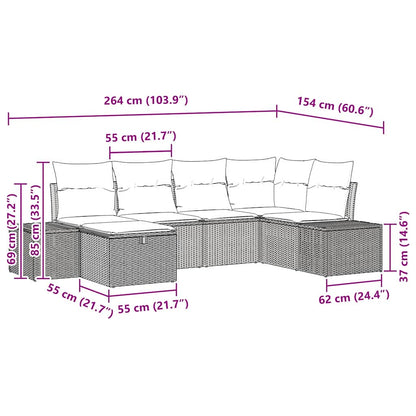 Sofa Sæt Med Pude 6 Dele Polyrattan - Billede 14