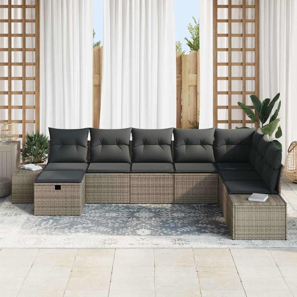 Havesofa Sæt Med Pude 8 Dele Poly Rattan - Billede 3