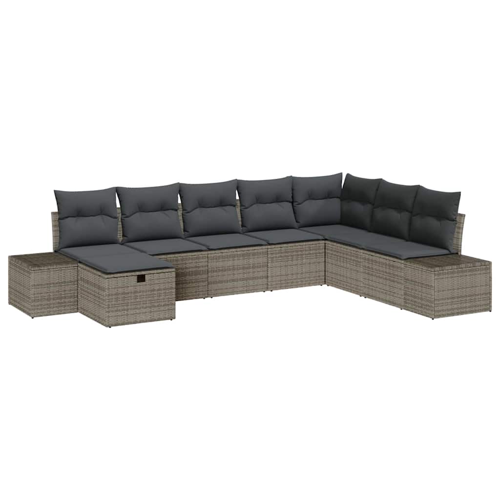 Havesofa Sæt Med Pude 8 Dele Poly Rattan - Billede 2