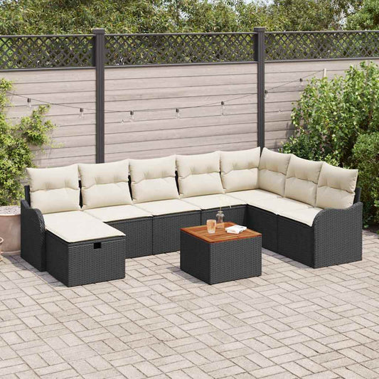 Havesofa Sæt Med Pude Med Opbevaring 9 Dele Poly Rattan - Hovedbillede