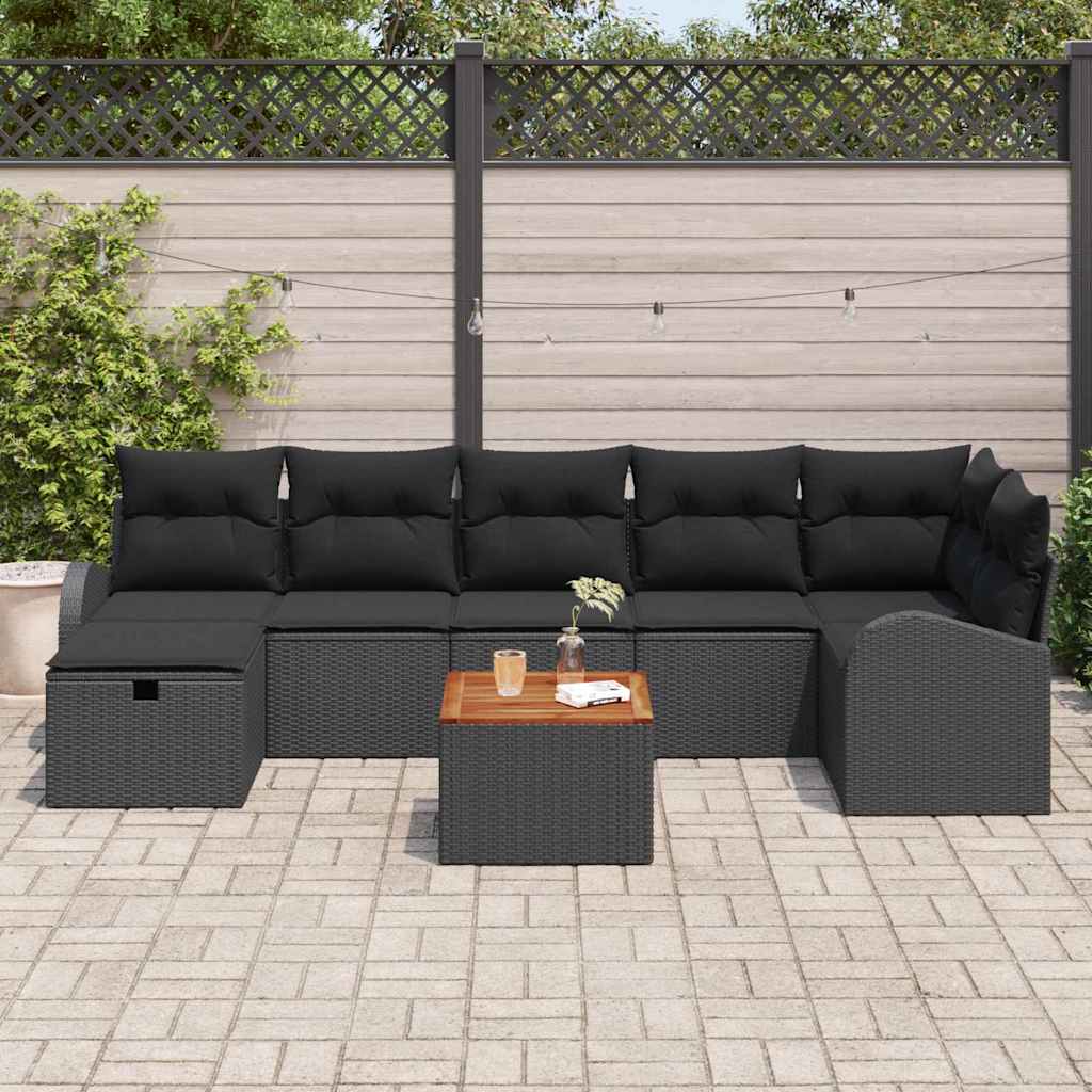 Havesofa Sæt Med Pude Med Opbevaring 8 Dele Poly Rattan - Billede 3