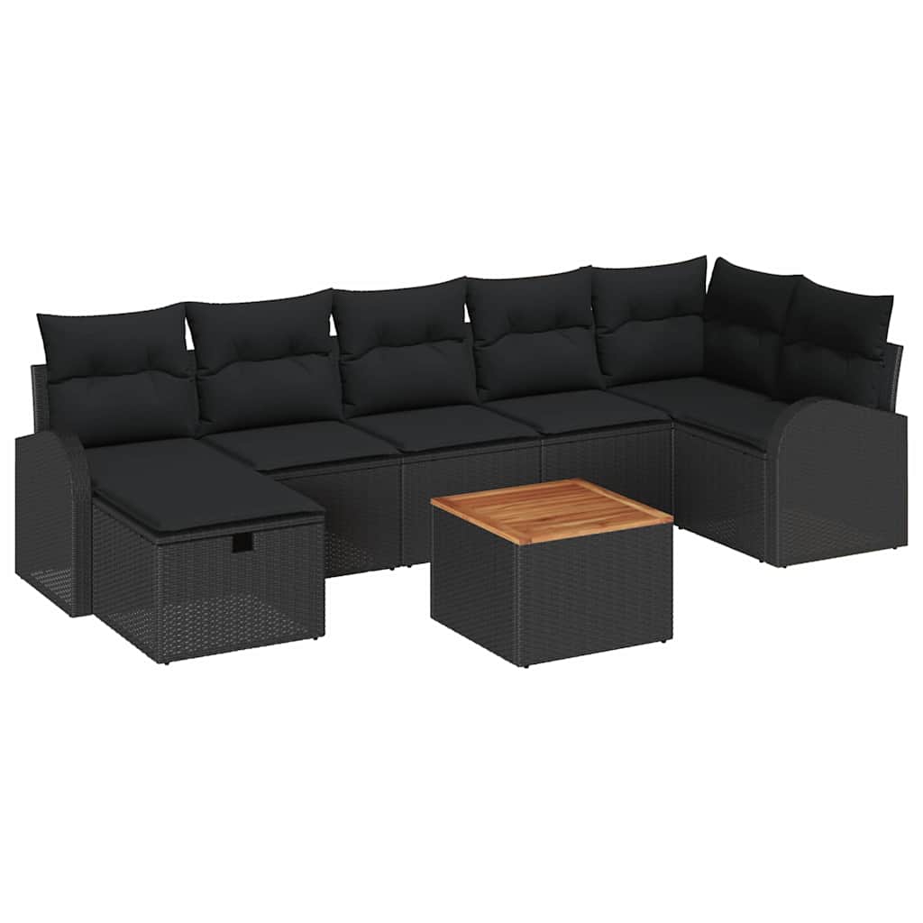 Havesofa Sæt Med Pude Med Opbevaring 8 Dele Poly Rattan - Billede 2