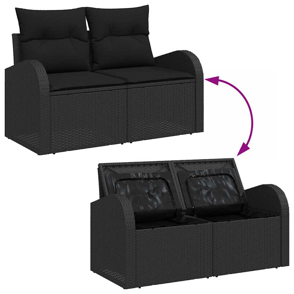 Havesofa Sæt Med Pude Med Opbevaring 8 Dele Poly Rattan - Billede 11