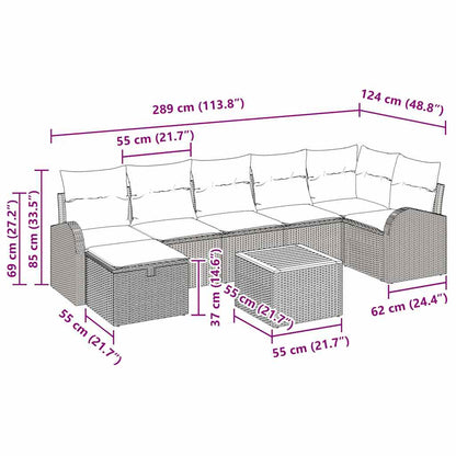 Havesofa Sæt Med Pude Med Opbevaring 8 Dele Poly Rattan - Billede 15