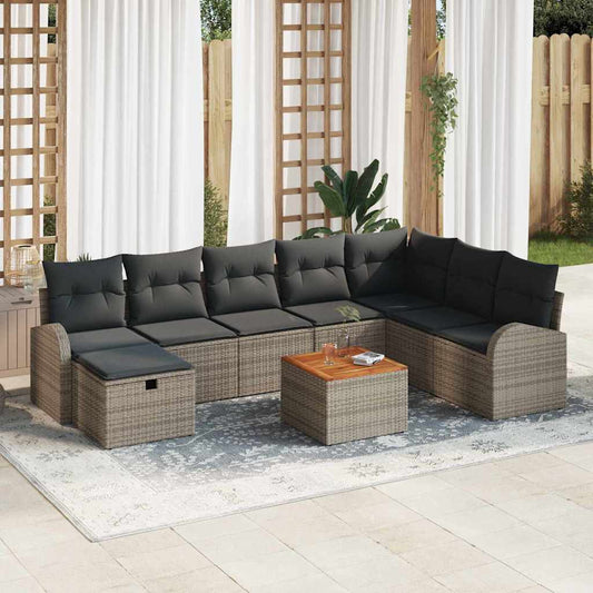 Havesofa Sæt Med Pude Med Opbevaring 9 Dele Poly Rattan - Hovedbillede